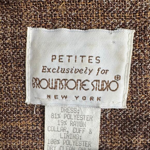 Vintage 1980 Brownstone Studio NY Shift Dress Velvet Collar Size 18P Lagenlook - Picture 6 of 10